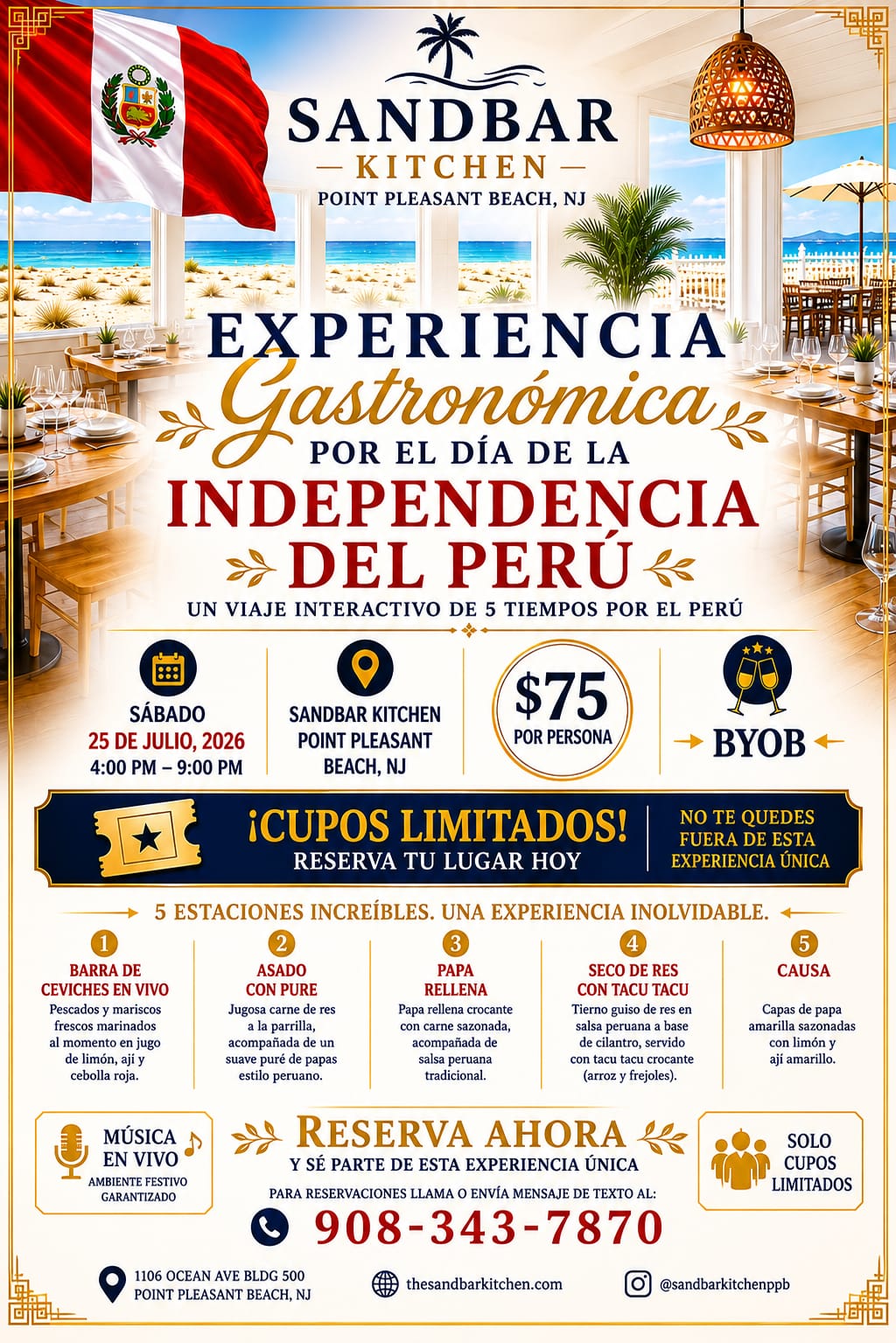 Celebra la Independencia del Perú con una Experiencia Gastronómica Inolvidable en Sandbar Kitchen 1 Sandbar - Experiencia Gastronómica por el día de la independencia del Perú